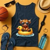Cute Highland Cow Duck Pool Float Summer Vibes Swimming Tank Top thumb 4