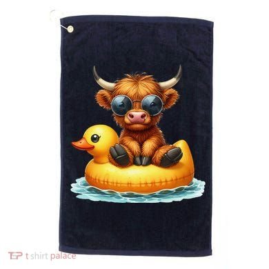 Cute Highland Cow Duck Pool Float Summer Vibes Swimming Golf Towel
