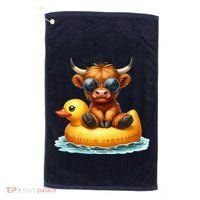 Cute Highland Cow Duck Pool Float Summer Vibes Swimming Golf Towel thumb 0