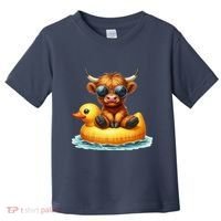 Cute Highland Cow Duck Pool Float Summer Vibes Swimming Toddler T-Shirt thumb 0