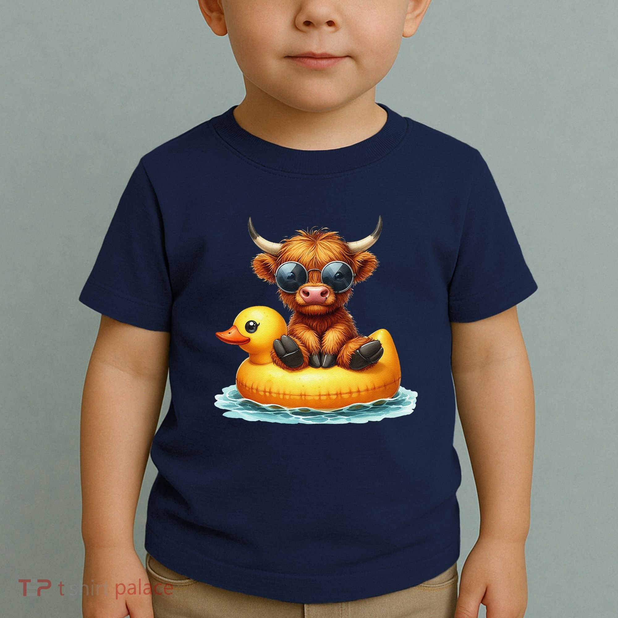Cute Highland Cow Duck Pool Float Summer Vibes Swimming Toddler T-Shirt