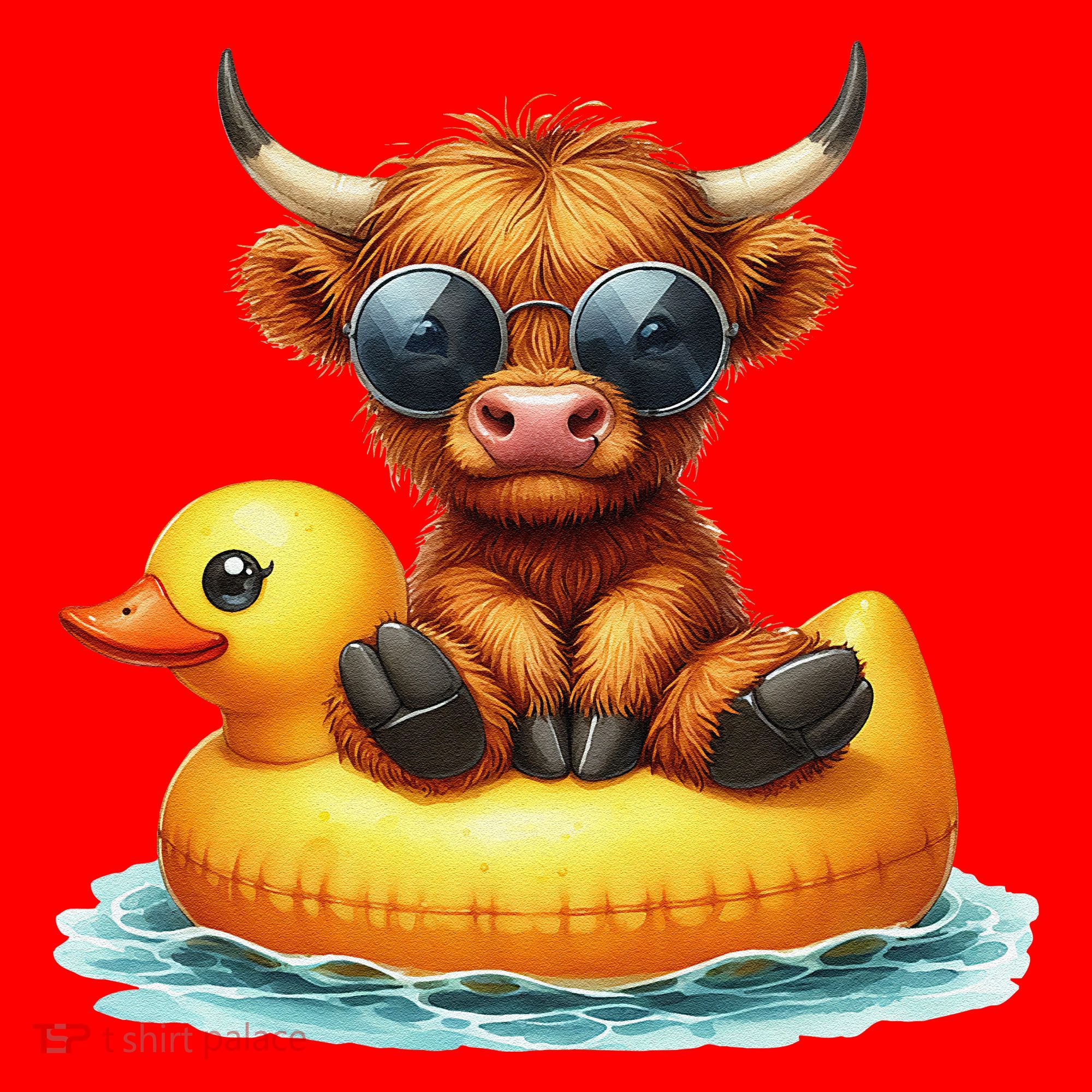 Cute Highland Cow Duck Pool Float Summer Vibes Swimming Santa Hat