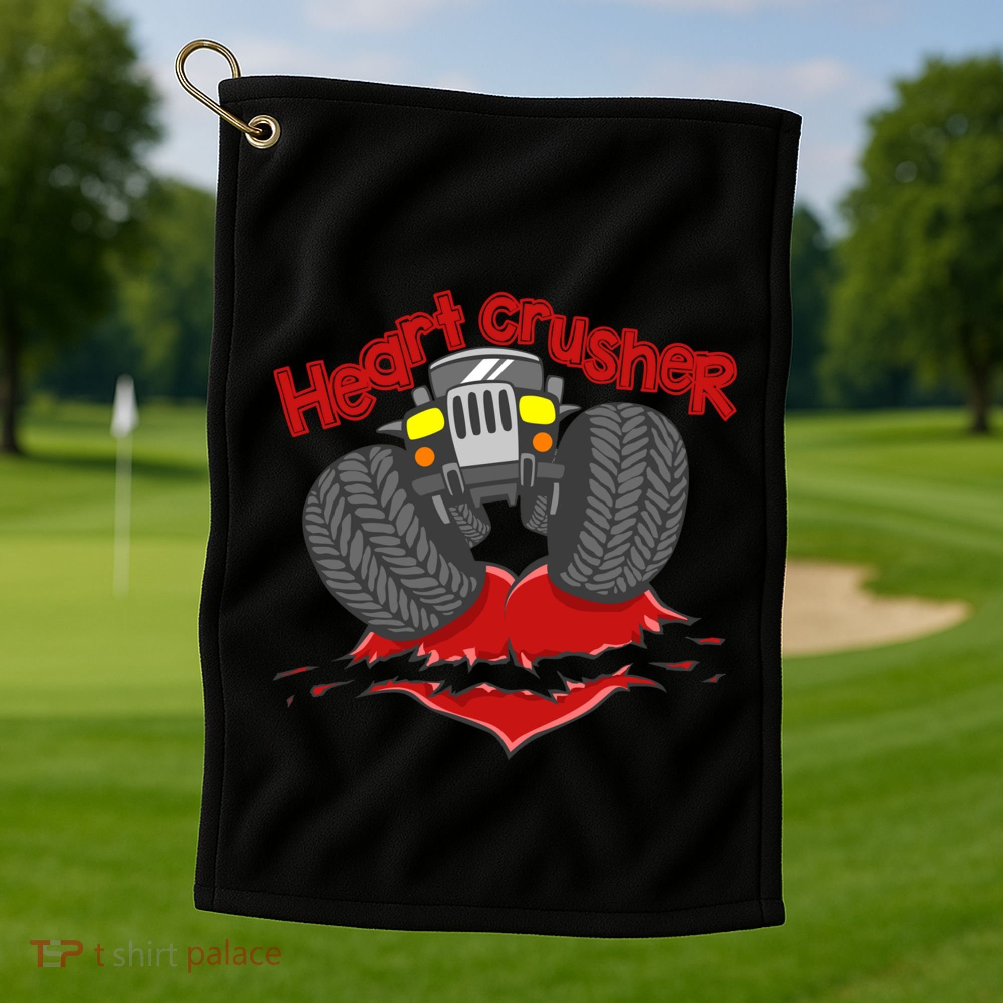 Cute Heart Crusher 4x4 Offgreat Giftroad Truck 4wd Gift Golf Towel
