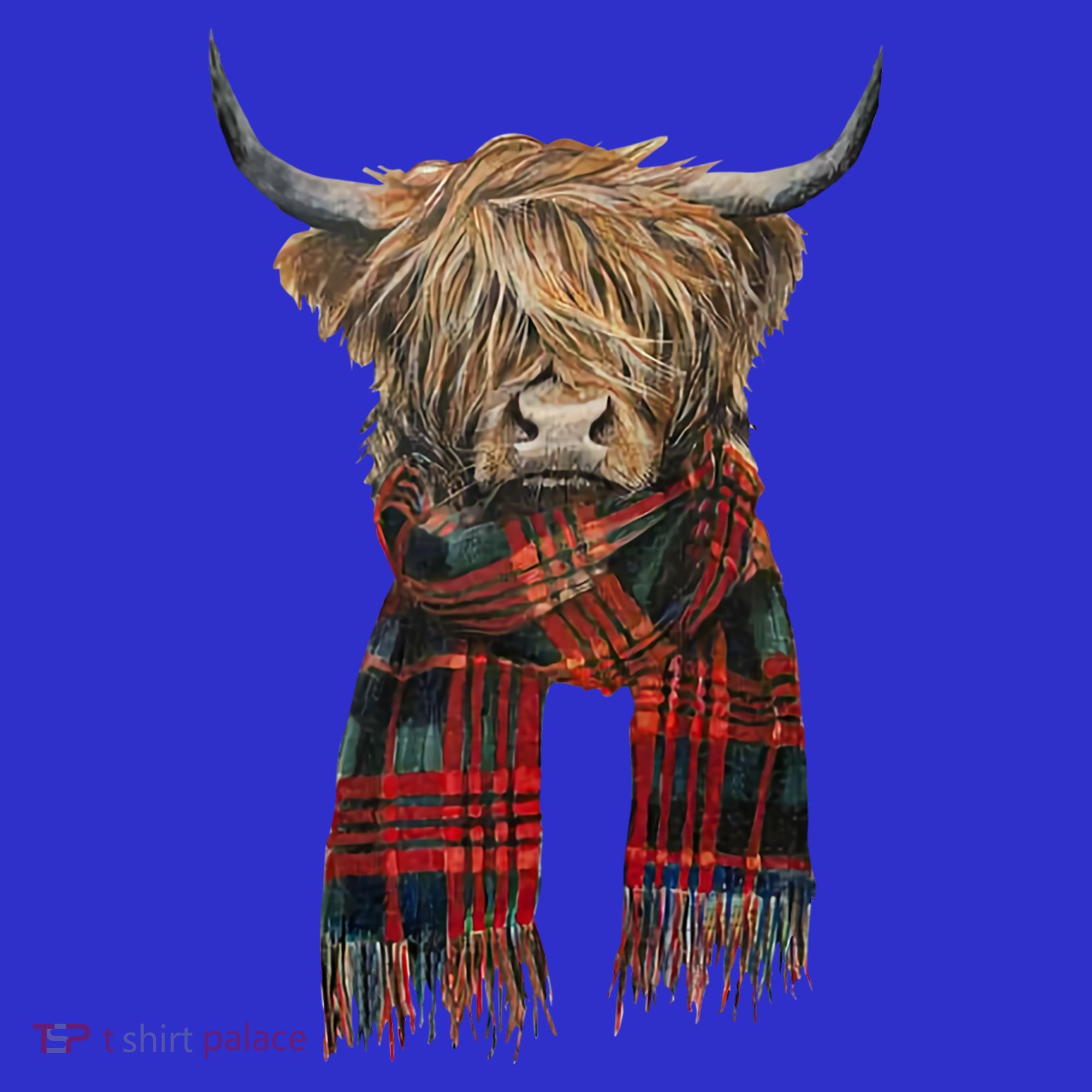 Cute Highland Cow Wearing Buffalo Plaid Scarf Farming Farmer Gift T-Shirt
