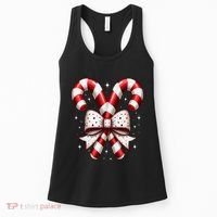 Christmas Holiday Candy Cane Retro Coquette Bow Women Girl Women's Tank Top thumb 0