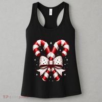 Christmas Holiday Candy Cane Retro Coquette Bow Women Girl Women's Tank Top thumb 3