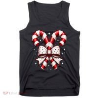 Christmas Holiday Candy Cane Retro Coquette Bow Women Girl Tank Top thumb 0