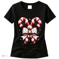 Christmas Holiday Candy Cane Retro Coquette Bow Women Girl Women's T-Shirt thumb 0