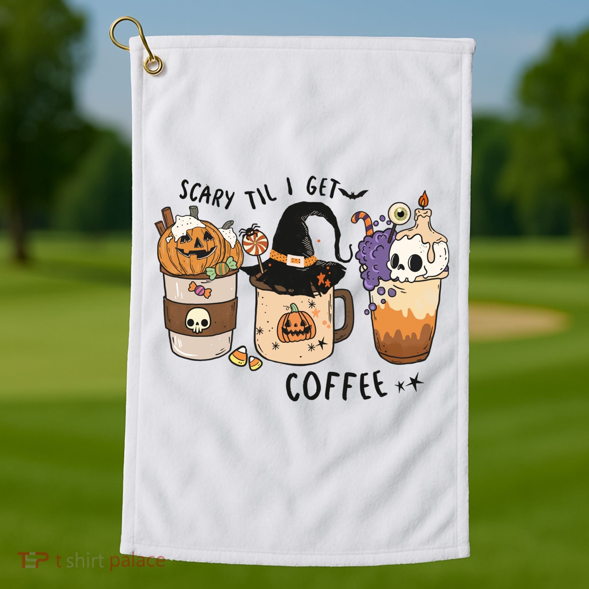 Coffee Halloween Golf Towel