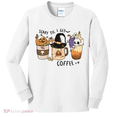 Coffee Halloween Kids Long Sleeve Shirt