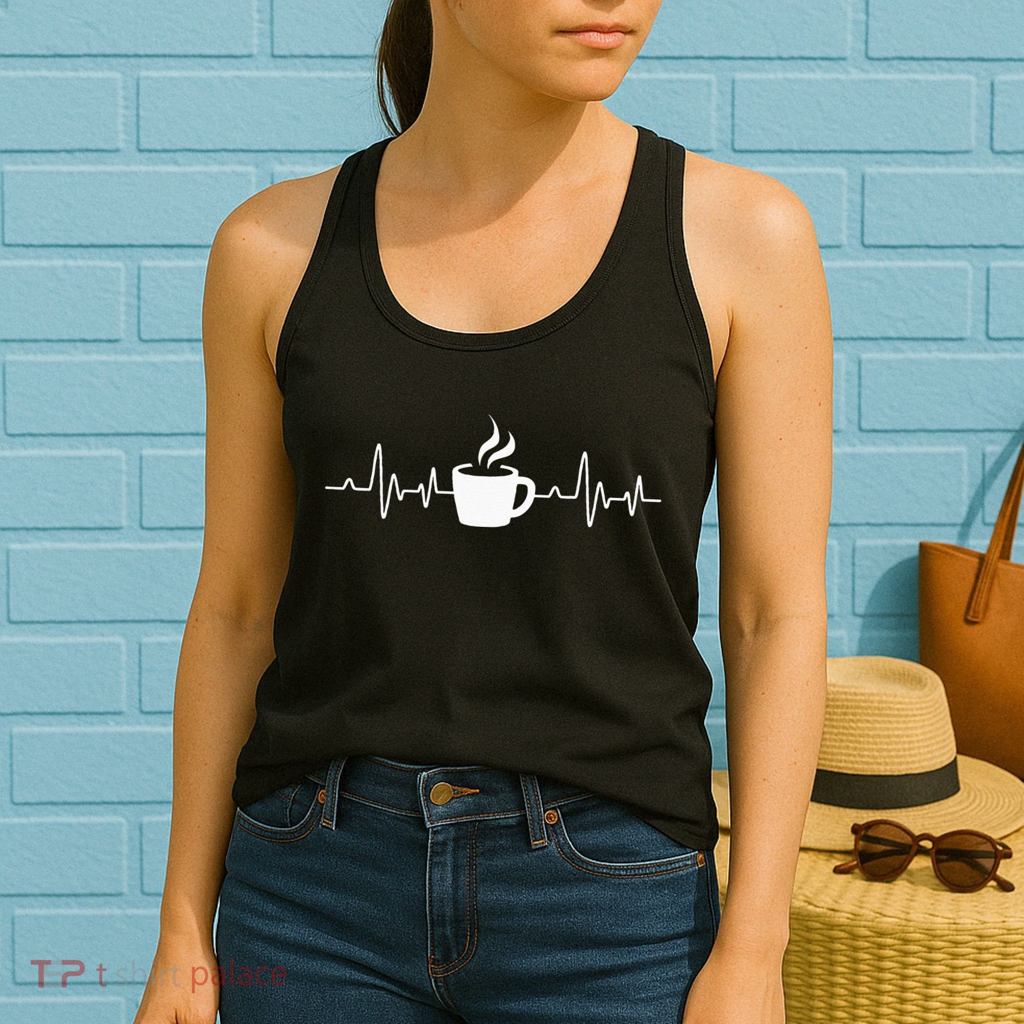 Coffee Heartbeat Drinking Coffee Women's Tank Top