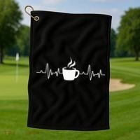 Coffee Heartbeat Drinking Coffee Golf Towel thumb 1