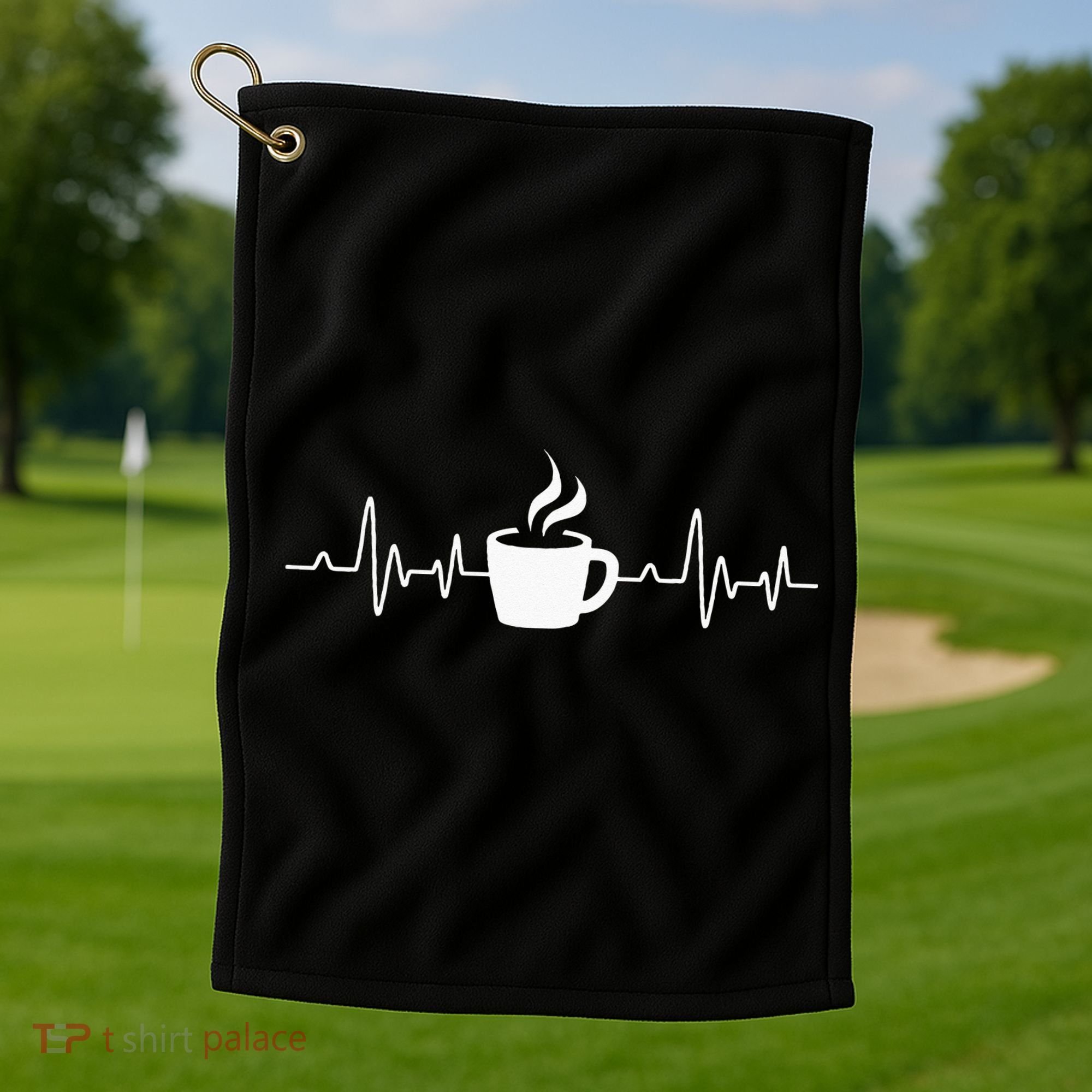 Coffee Heartbeat Drinking Coffee Golf Towel