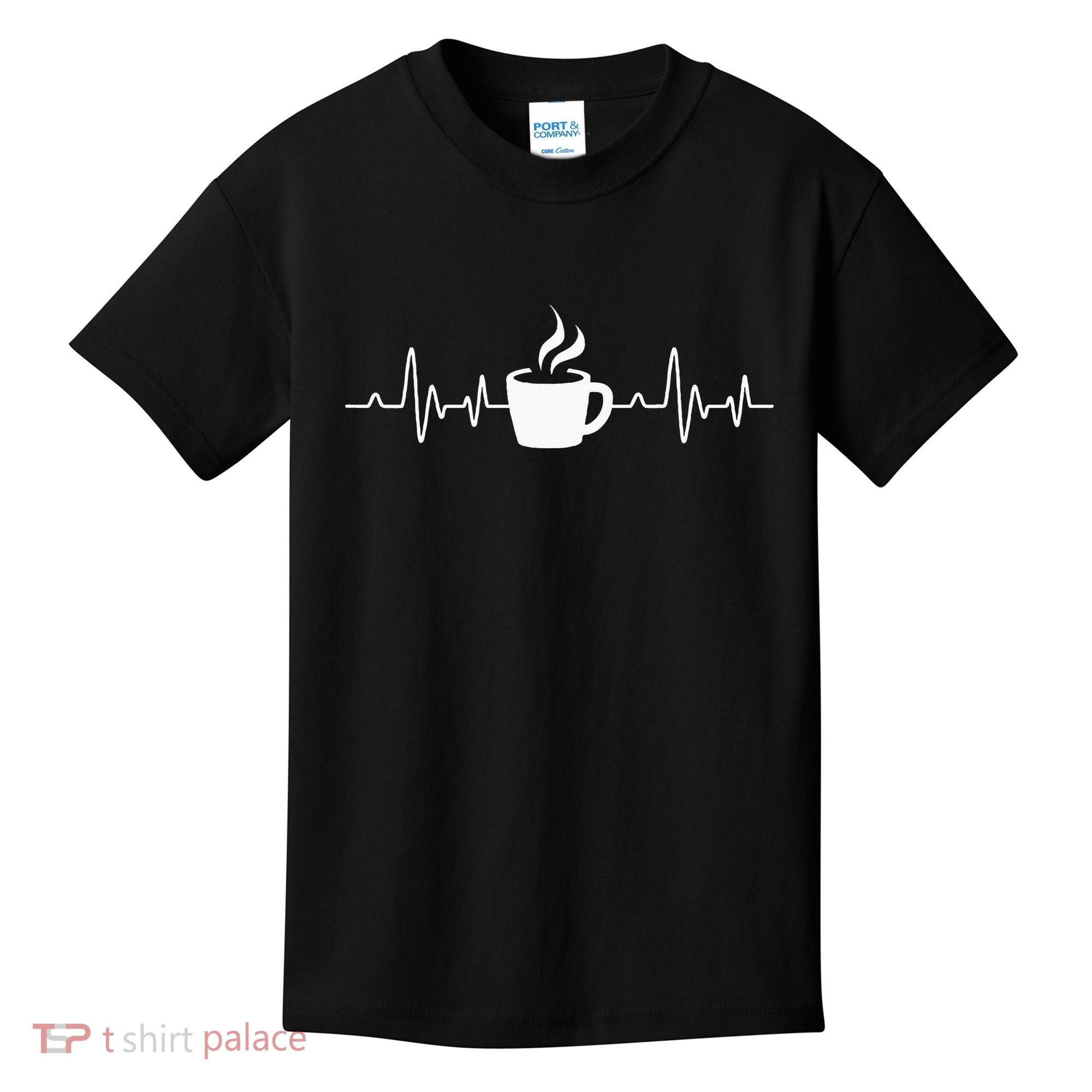 Coffee Heartbeat Drinking Coffee Kids T-Shirt