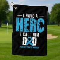 Call Him Dad Prostate Cancer Awareness Support Ribbon Golf Towel thumb 1