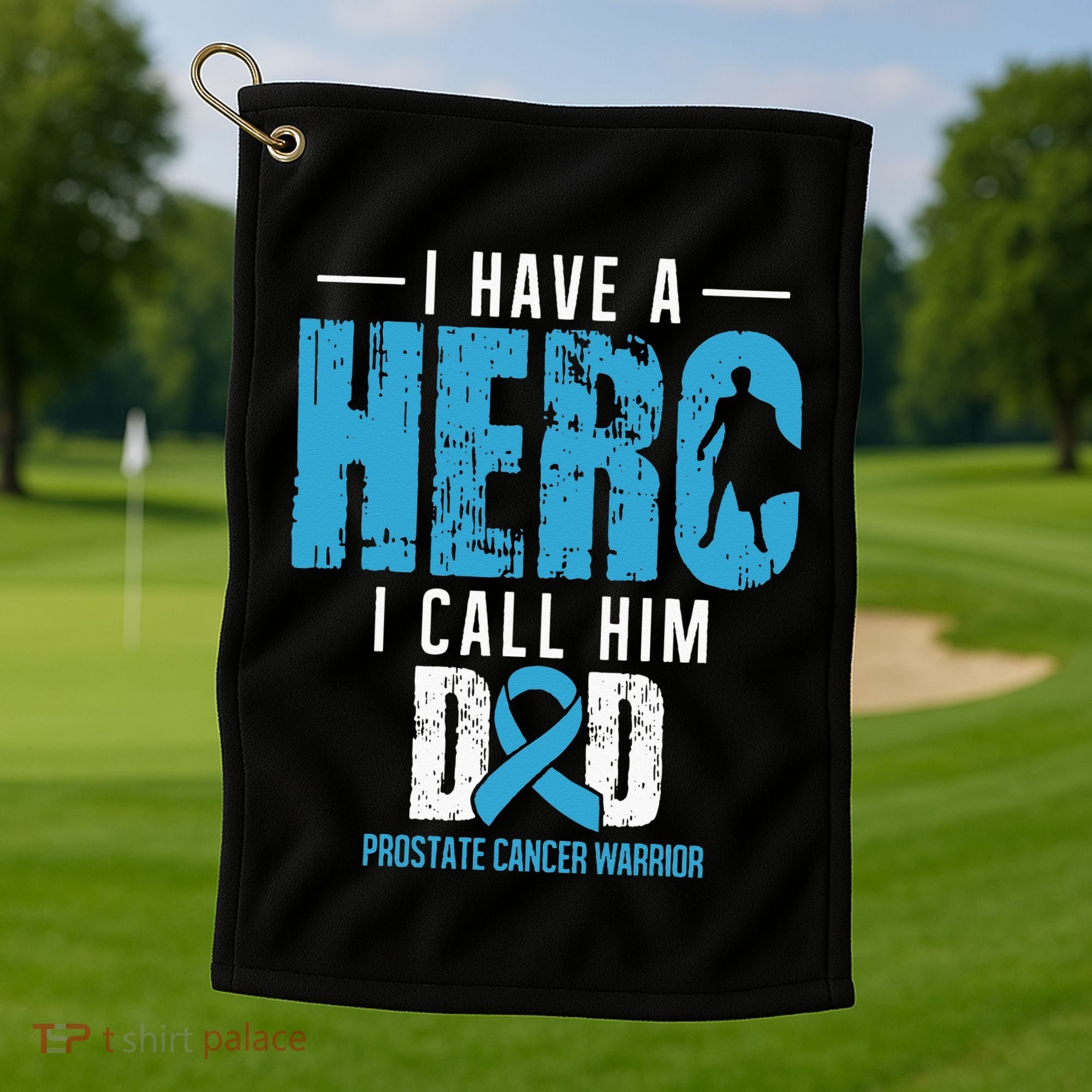 Call Him Dad Prostate Cancer Awareness Support Ribbon Golf Towel