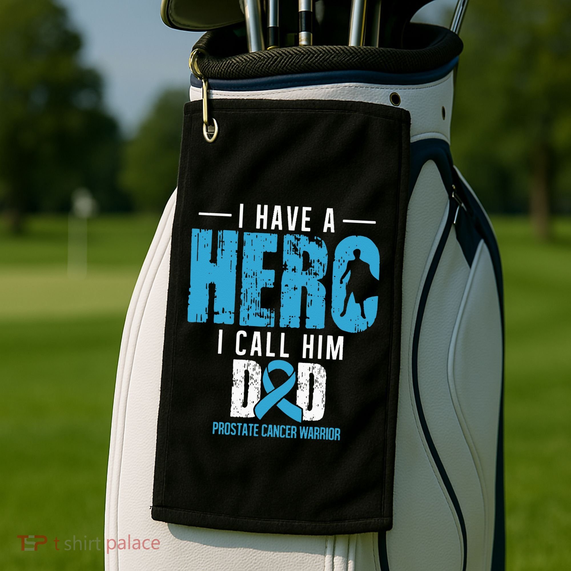 Call Him Dad Prostate Cancer Awareness Support Ribbon Golf Towel