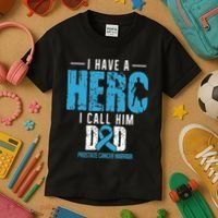 Call Him Dad Prostate Cancer Awareness Support Ribbon Kids T-Shirt thumb 3