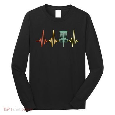 Cool Heartbeat Disc Golf Lovers with Flying Disc Long Sleeve Shirt