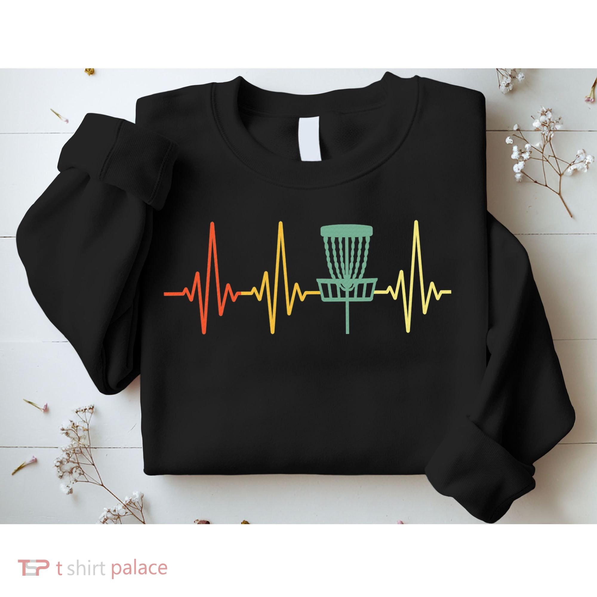 Cool Heartbeat Disc Golf Lovers with Flying Disc Sweatshirt