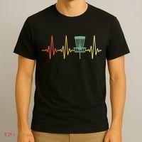 Cool Heartbeat Disc Golf Lovers with Flying Disc T-Shirt thumb 3