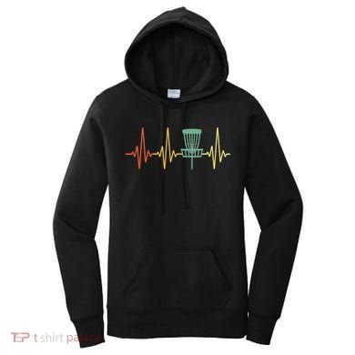 Cool Heartbeat Disc Golf Lovers with Flying Disc Women's Hoodie