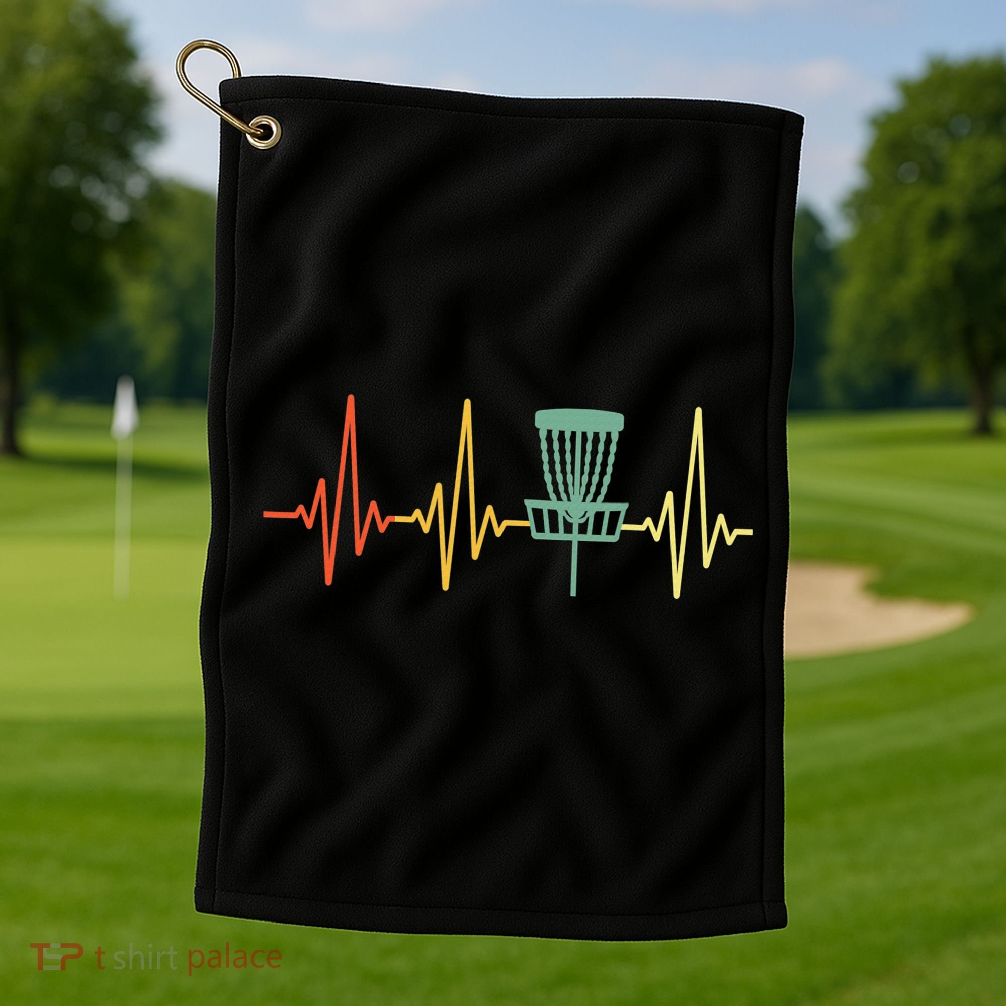 Cool Heartbeat Disc Golf Lovers with Flying Disc Golf Towel