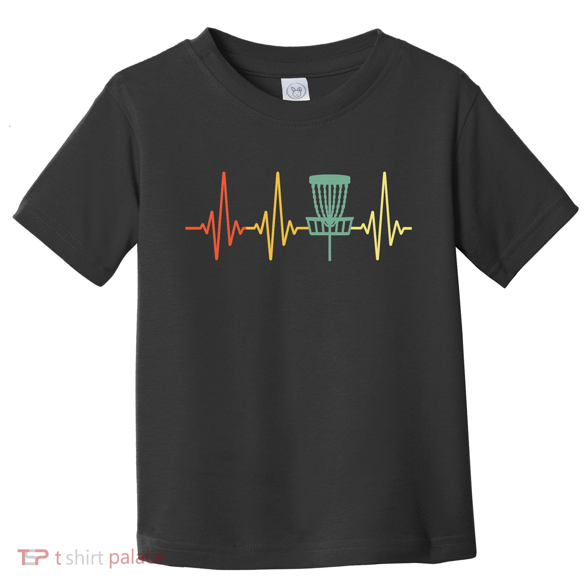 Cool Heartbeat Disc Golf Lovers with Flying Disc Toddler T-Shirt