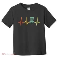 Cool Heartbeat Disc Golf Lovers with Flying Disc Toddler T-Shirt thumb 0