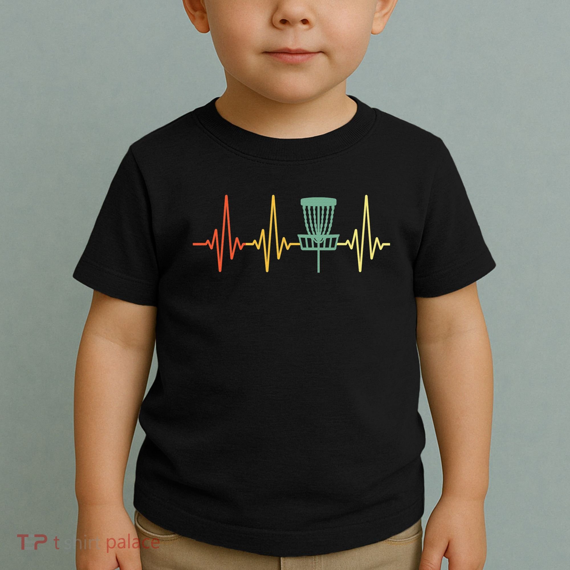 Cool Heartbeat Disc Golf Lovers with Flying Disc Toddler T-Shirt