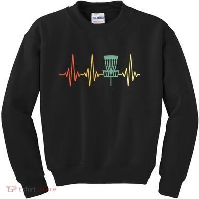 Cool Heartbeat Disc Golf Lovers with Flying Disc Kids Sweatshirt