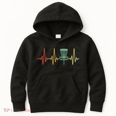 Cool Heartbeat Disc Golf Lovers with Flying Disc Kids Hoodie