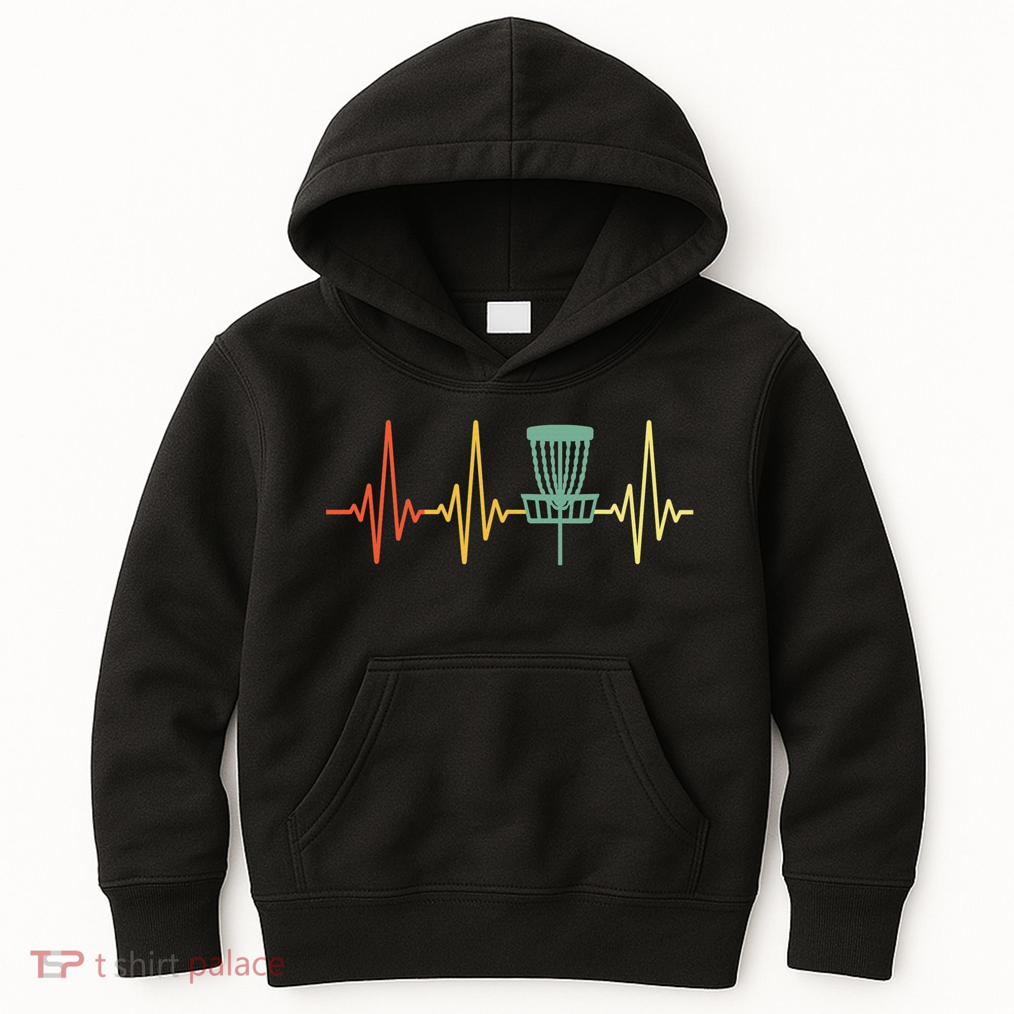 Cool Heartbeat Disc Golf Lovers with Flying Disc Kids Hoodie