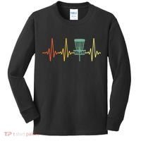 Cool Heartbeat Disc Golf Lovers with Flying Disc Kids Long Sleeve Shirt thumb 0