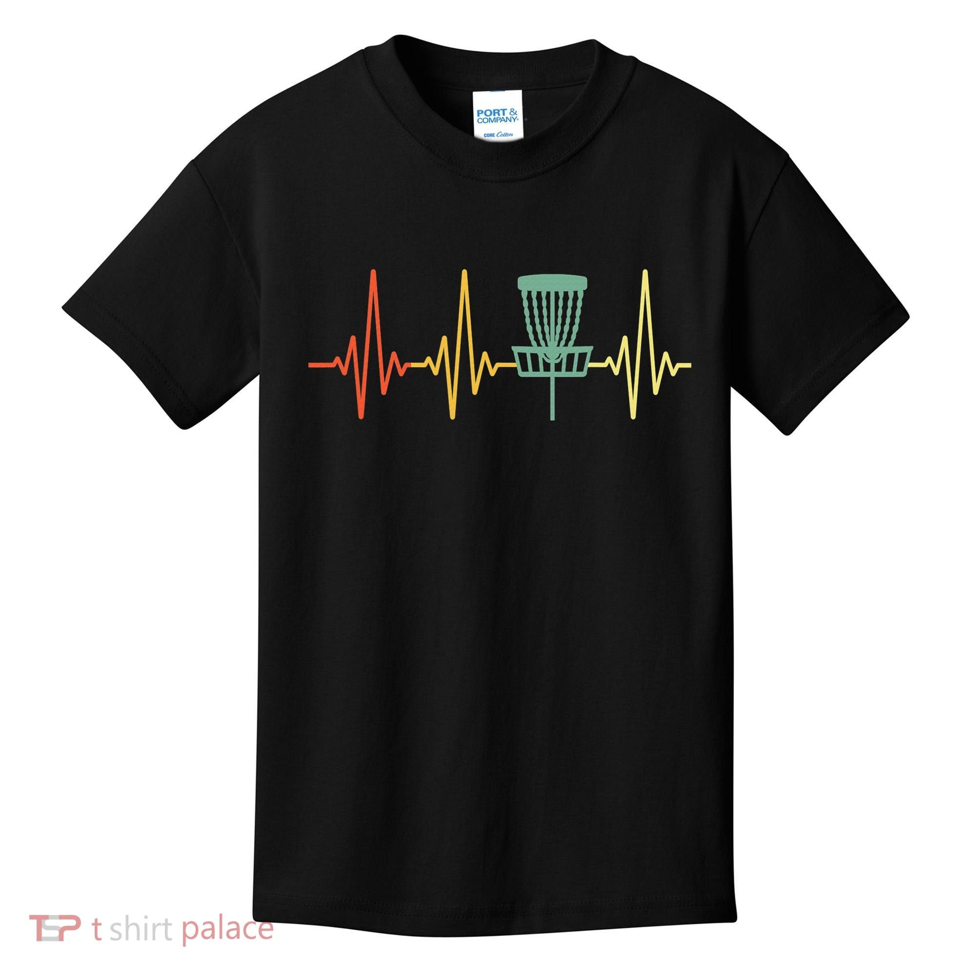Cool Heartbeat Disc Golf Lovers with Flying Disc Kids T-Shirt