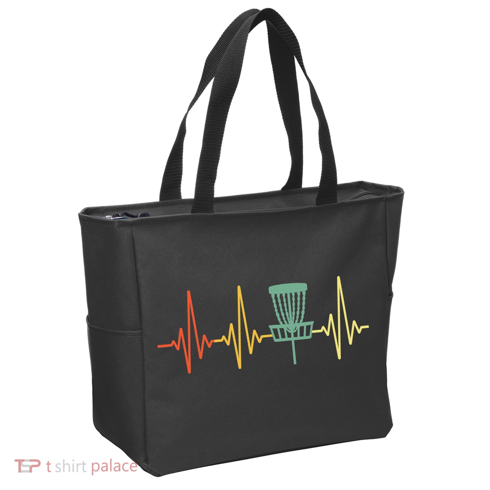 Cool Heartbeat Disc Golf Lovers with Flying Disc Tote Bag