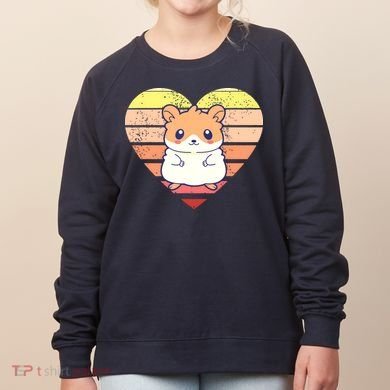 Cute Hamster Design Retro Heart Shape Vintage Women's Sweatshirt