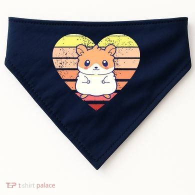 Cute Hamster Design Retro Heart Shape Vintage USA-Made Doggie Bandana