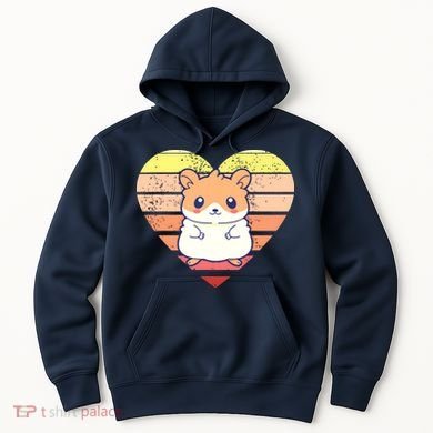 Cute Hamster Design Retro Heart Shape Vintage Hoodie