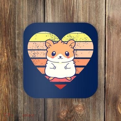 Cute Hamster Design Retro Heart Shape Vintage Coaster