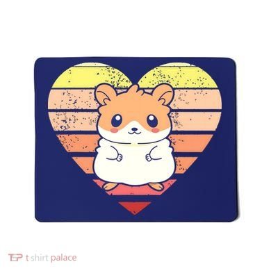 Cute Hamster Design Retro Heart Shape Vintage Mousepad