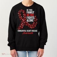 Congenital Heart Disease Awareness Month Red Ribbon Gift Women's Sweatshirt thumb 0