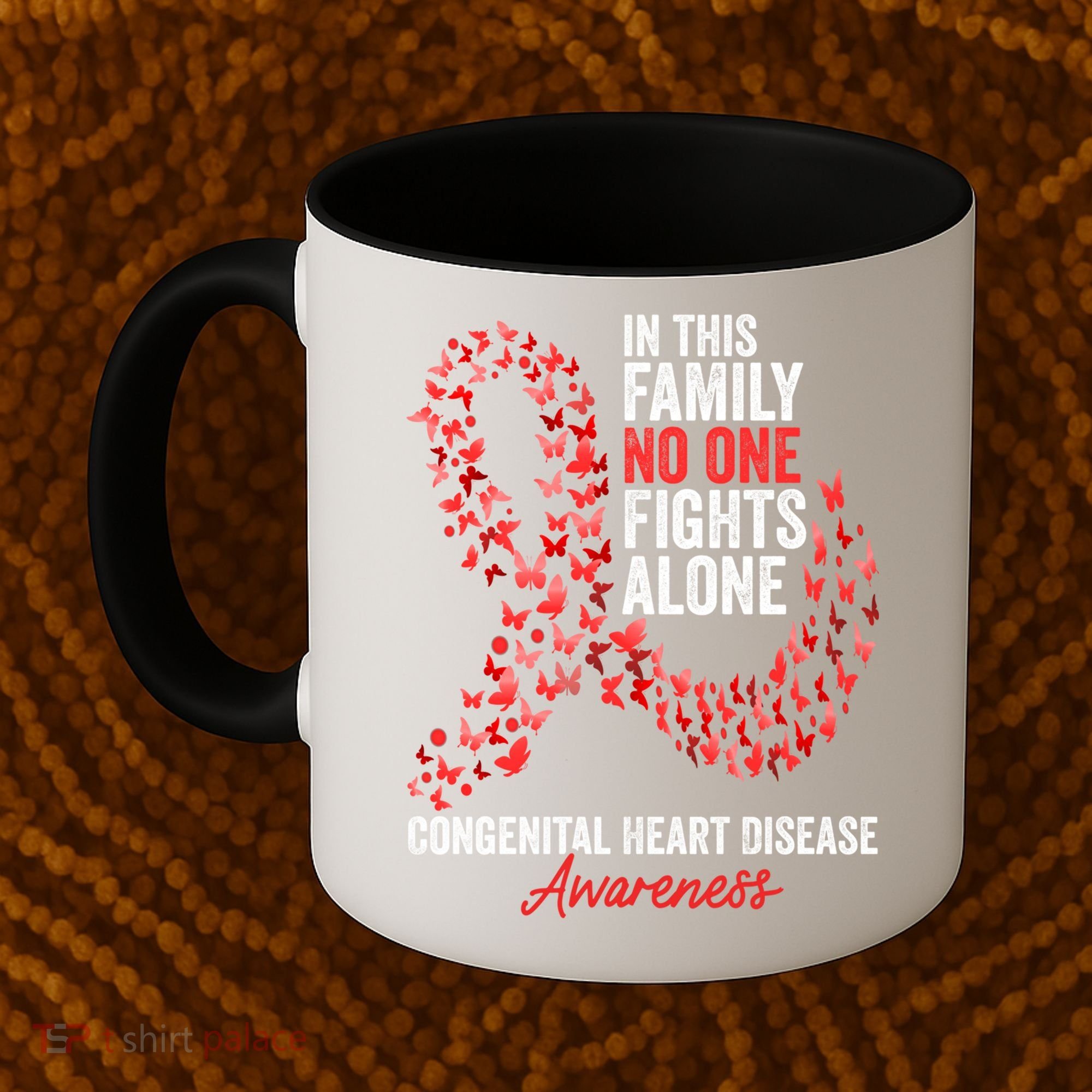 Congenital Heart Disease Awareness Month Red Ribbon Gift Coffee Mug