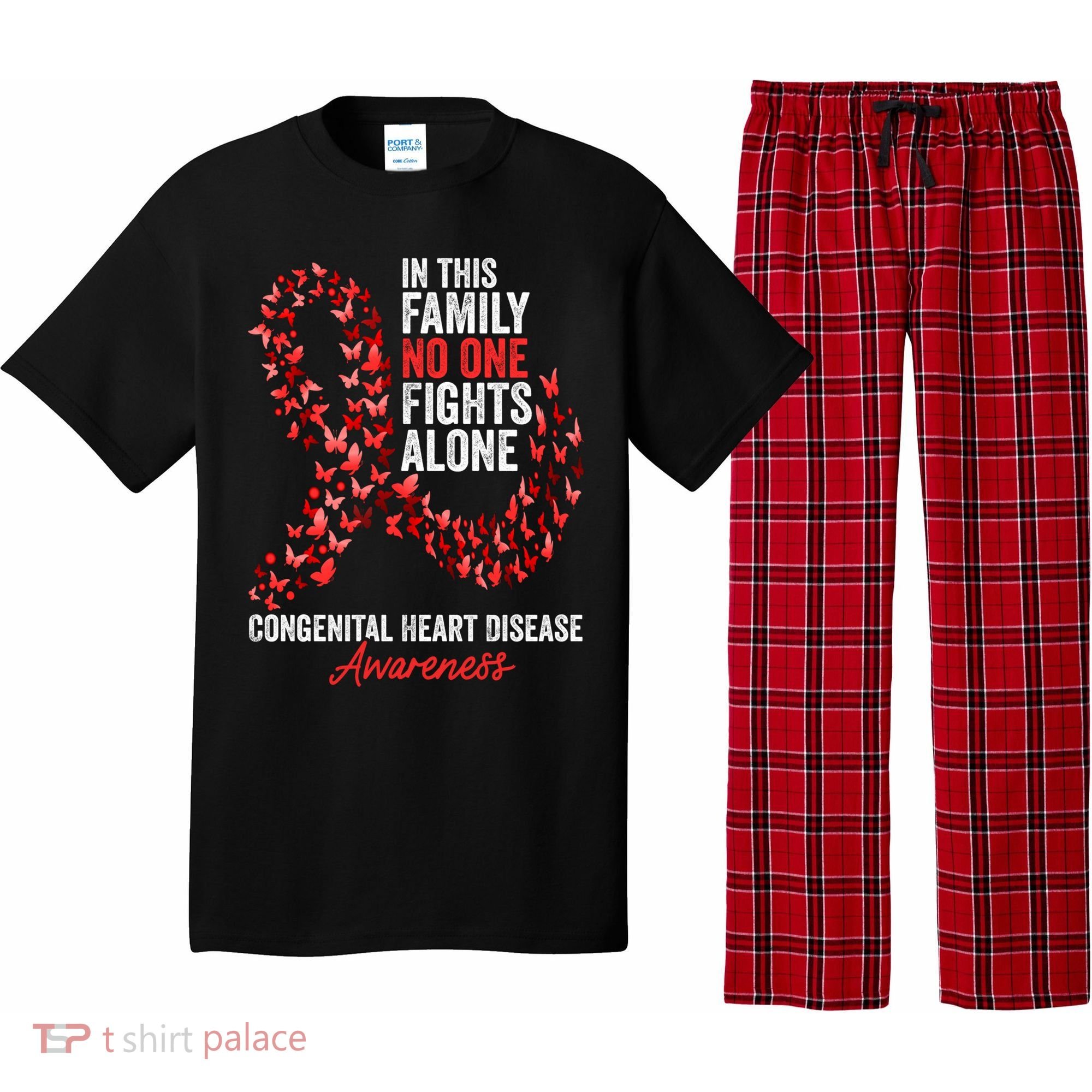 Congenital Heart Disease Awareness Month Red Ribbon Gift Pajama Set