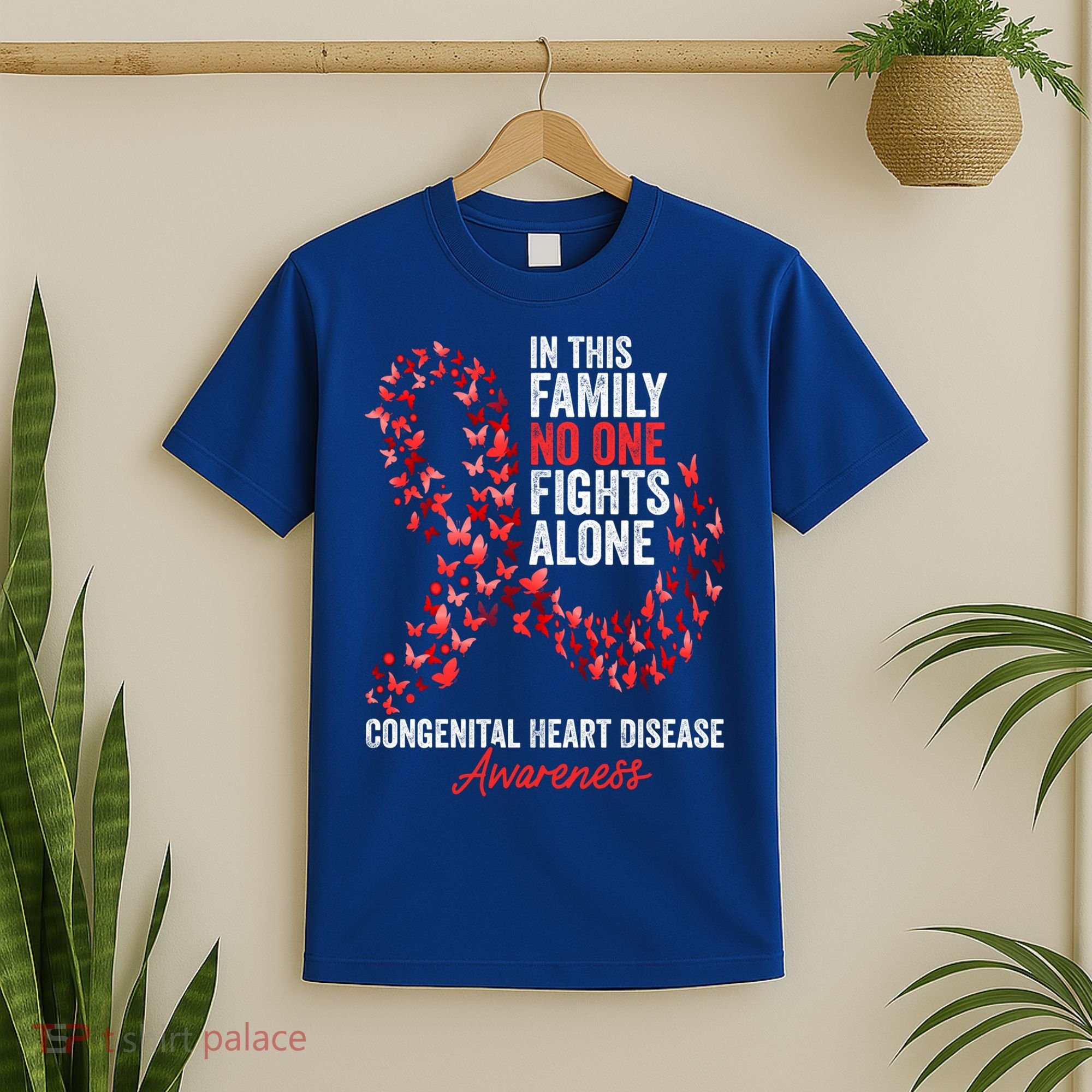 Congenital Heart Disease Awareness Month Red Ribbon Gift T-Shirt