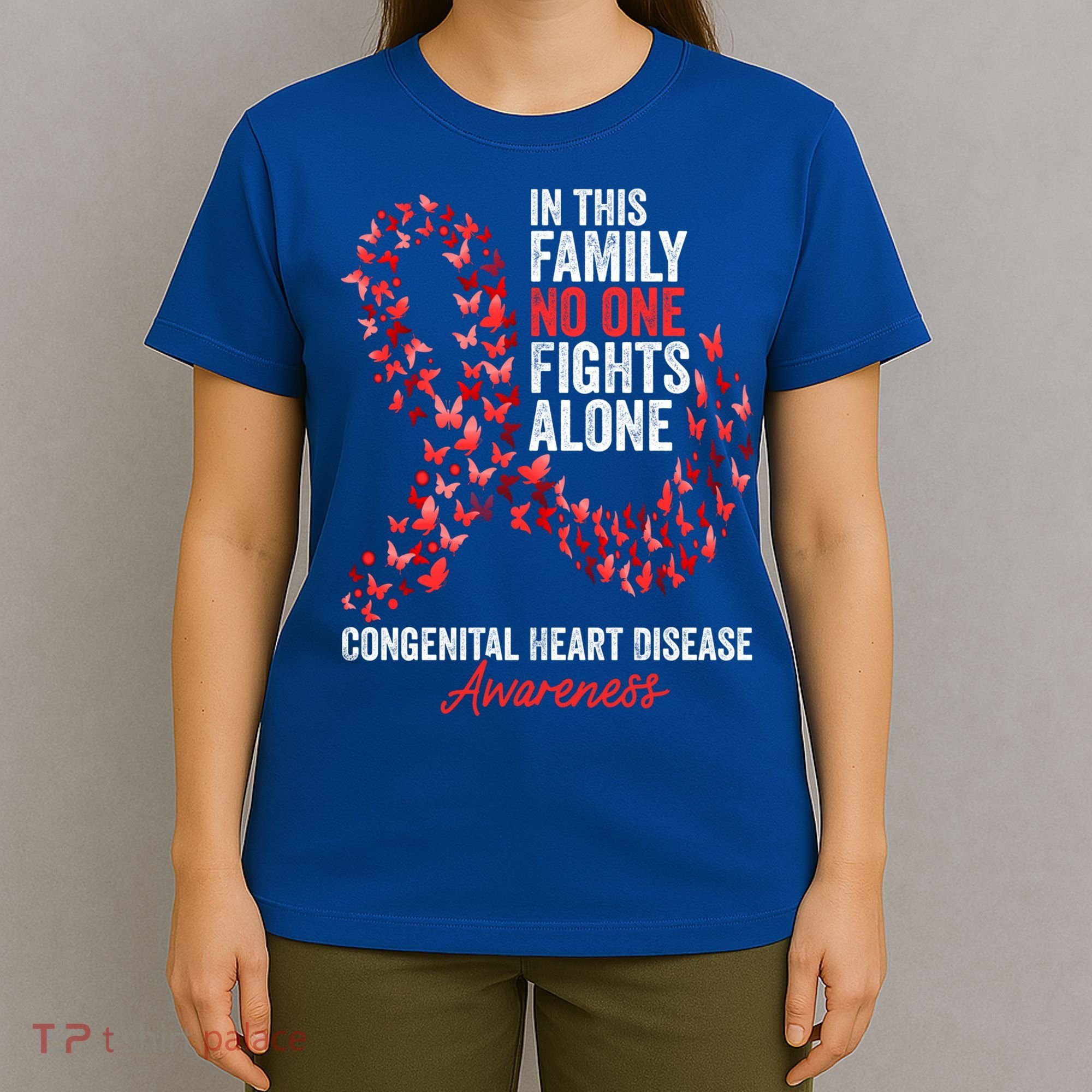 Congenital Heart Disease Awareness Month Red Ribbon Gift T-Shirt