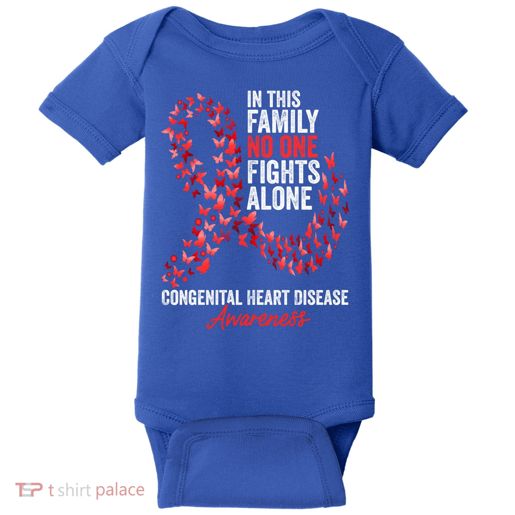 Congenital Heart Disease Awareness Month Red Ribbon Gift Baby Bodysuit