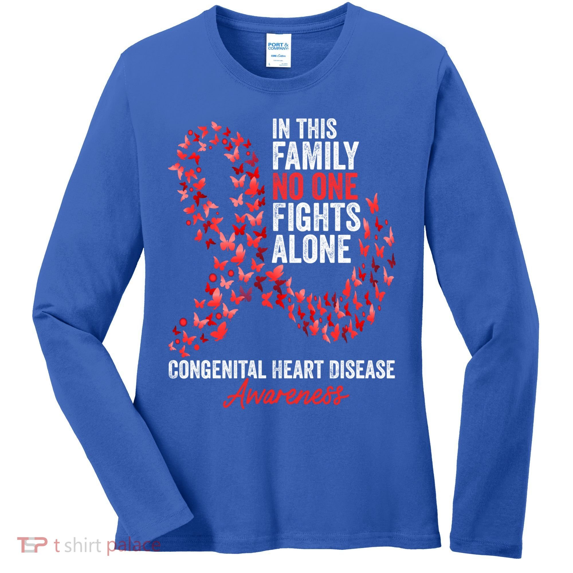 Congenital Heart Disease Awareness Month Red Ribbon Gift Women's Long Sleeve Shirt