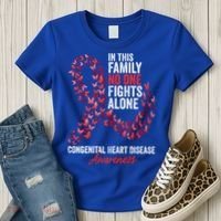 Congenital Heart Disease Awareness Month Red Ribbon Gift Women's T-Shirt thumb 3