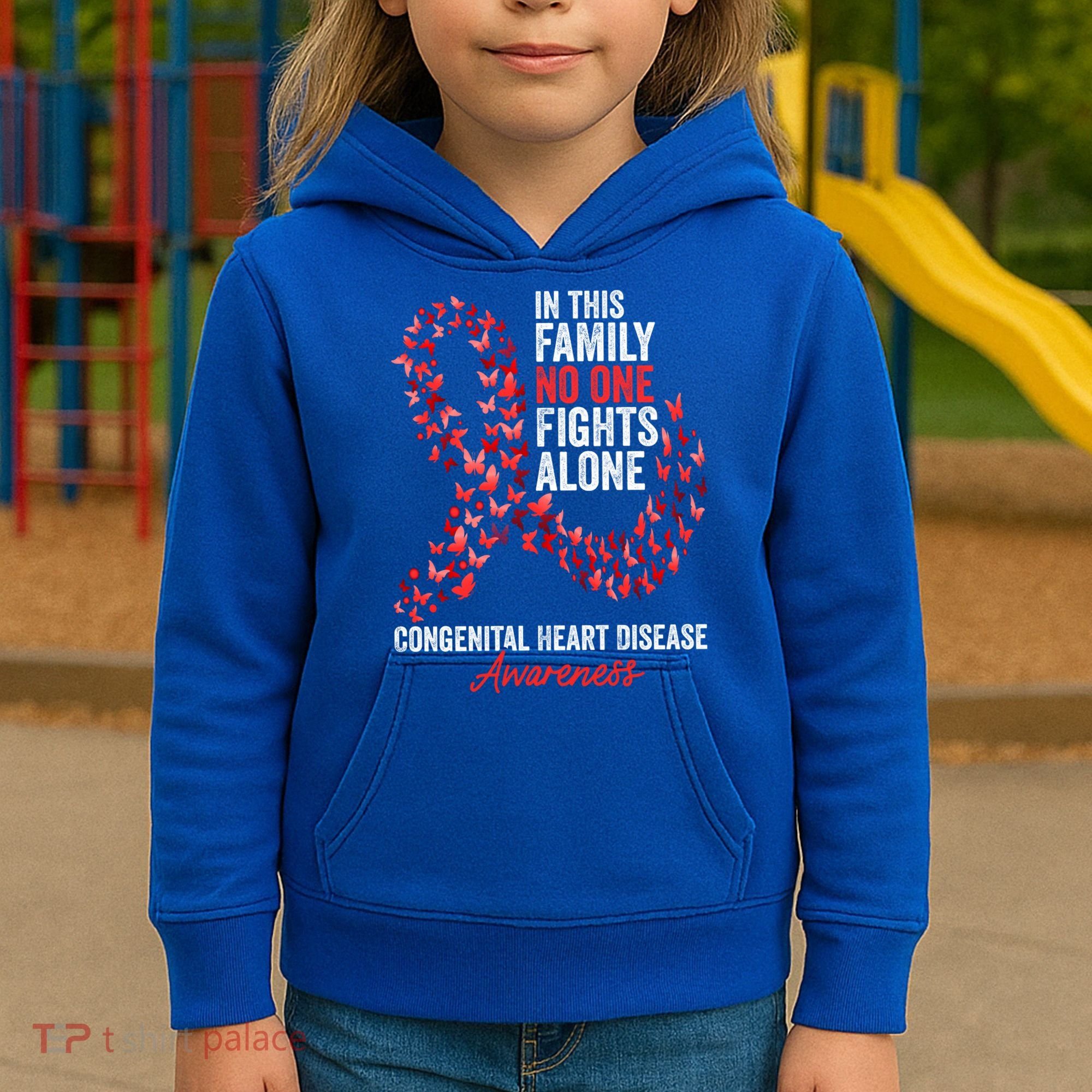 Congenital Heart Disease Awareness Month Red Ribbon Gift Kids Hoodie
